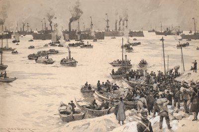 Japanese Troops Landing in Korea in 1905 by Charles Murray Padday