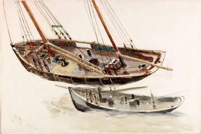 Two Studies of a Trawler by Charles Napier Hemy