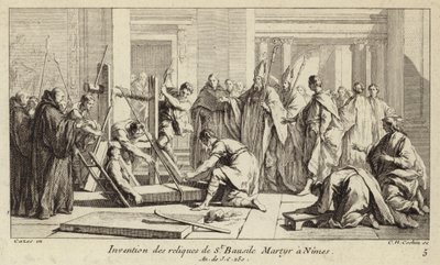 Discovery of the relics of St Baudile, martyred in Nimes in 250 by Charles Nicolas II Cochin