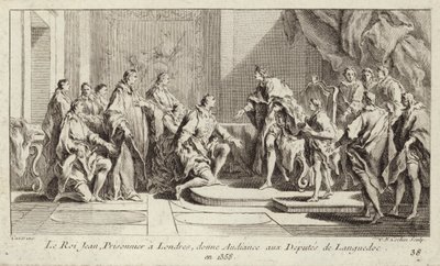 King John II of France, Held Prisoner by the English in London, Giving an Audience to a Deputation from Languedoc by Charles Nicolas II Cochin