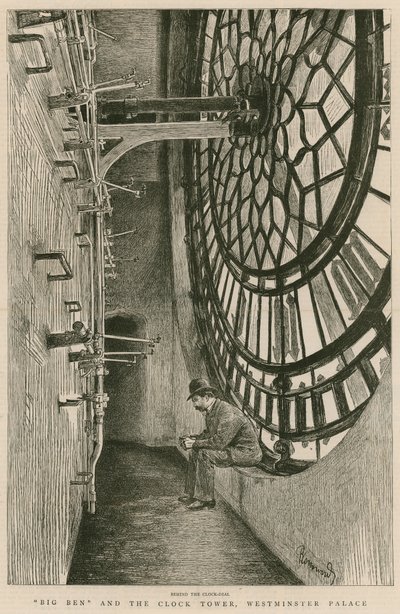 Behind the Clock-Dial, Big Ben and the Clock Tower, Westminster Palace by Charles Paul Renouard