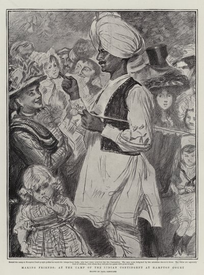 Making Friends, at the Camp of the Indian Contingent at Hampton Court by Charles Paul Renouard