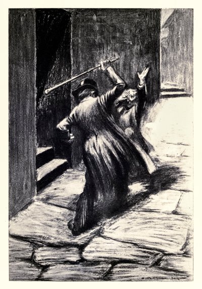 Clubbed him to the earth from the Strange Case of Dr Jekyll and Mr Hyde by Robert Louis Stevenson by Charles Raymond Macauley