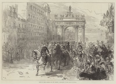 Entry of King Alfonso XII into Madrid, Procession in the Calle de Alcala by Sir John Charles Robinson