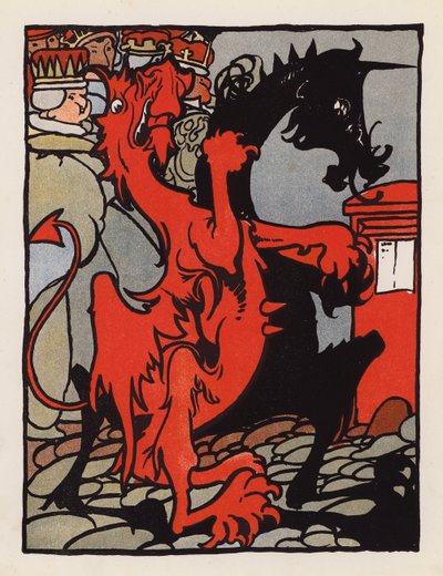 Nonsense: Heraldic Figure Walking Down the Strand with Kings by Charles Robinson
