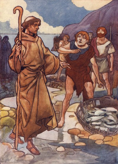 The unfriendly natives even refusing to give him some river-fish by Charles Robinson