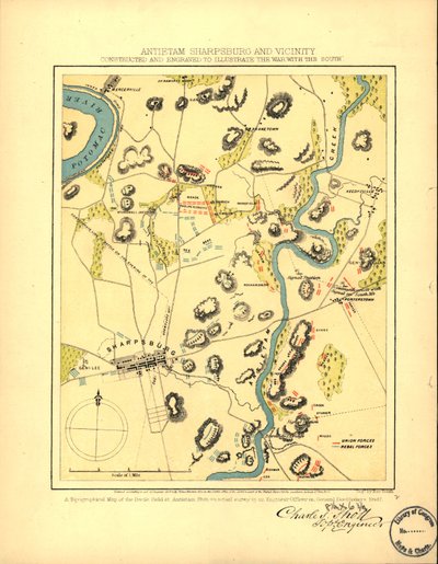 Antietam Sharpsburg and vicinity. Constructed and engraved to illustrate "The war with the South" by Charles Sholl