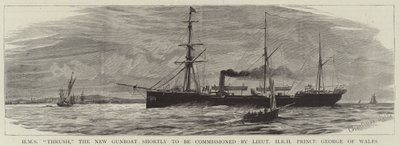 HMS Thrush, the New Gunboat Shortly to be Commissioned by Lieutenant HRH Prince George of Wales by Charles William Wyllie
