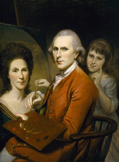 Self Portrait with Angelica Peale and Portrait of Rachel by Charles Willson Peale