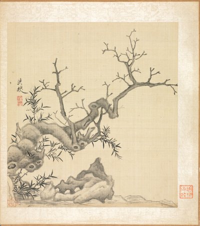 Paintings after Ancient Masters: Rock, Old Tree, and Bamboo by Chen Hongshou