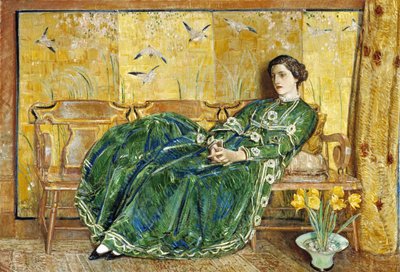 April: (The Green Gown) by Childe Hassam