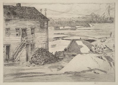 Low Tide, Cos Cob Bridge by Childe Hassam