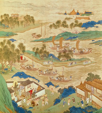 Emperor Hui Tsung Transporting Pierced Stones and Strange Shaped Trees, from a History of the Emperors of China by Chinese School