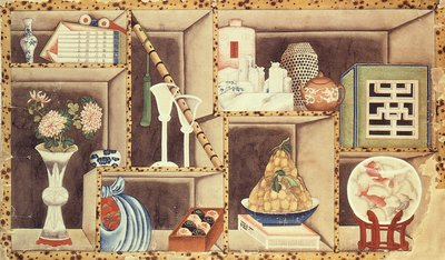 Trompe lOeil of Chinese Objects by Chinese School