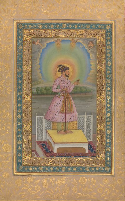 Shah Jahan on a Terrace, Holding a Pendant Set With His Portrait by Chitarman