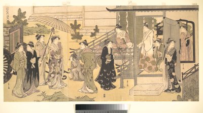 A Disguised Scene from The Tale of Genji (Fūryū Yatsushi Genji), Chapter 33, “Wisteria Leaves (Fuji no uraba)” by Chobunsai Eishi