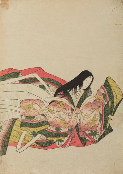 Lady of the Court Sitting, Turned to the Right, Plate from Album: Thirty-Six Female Poets by Chobunsai Eishi