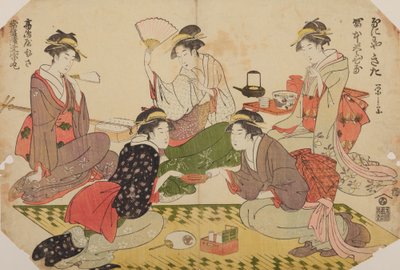 Group of Women Playing Indoors by Chobunsai Eishi