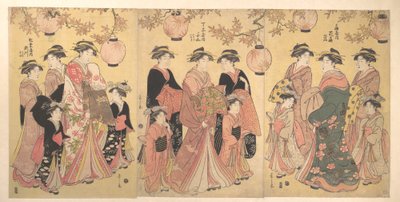 The Yoshiwara Parade in Autumn by Chobunsai Eishi