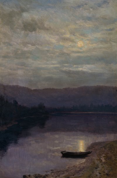 Moon Rise by the Solevatne by Christian Eriksen Skredsvig