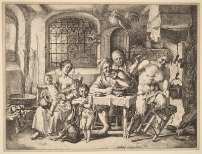 A Satyr Visiting a Peasant Family by Christian Wilhelm Ernst Dietrich