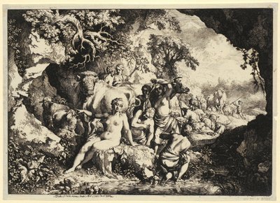 Bathing Nymphs in a Rock Cave by Christian Wilhelm Ernst Dietrich