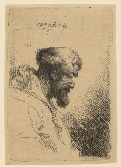 Bust of a Franciscan with Bowed Head, Profile to the Right by Christian Wilhelm Ernst Dietrich