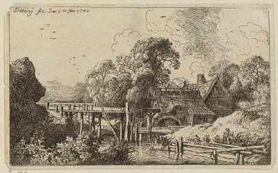 A Mill with a High Flume by Christian Wilhelm Ernst Dietrich