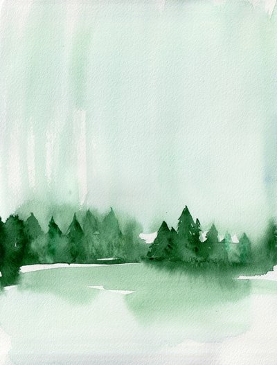 Misty Forest Lake by Christine Lindstrom
