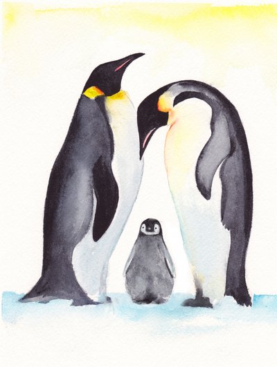 Penguin Family Portrait by Christine Lindstrom
