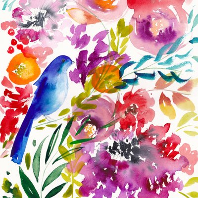 Vibrant Floral Bird by Christine Lindstrom