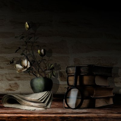 Antique Books and Flowers by Christine SUISSIA
