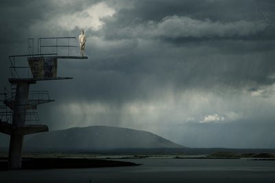 Lone Diver Stormy Sky by Christine von Diepenbroek