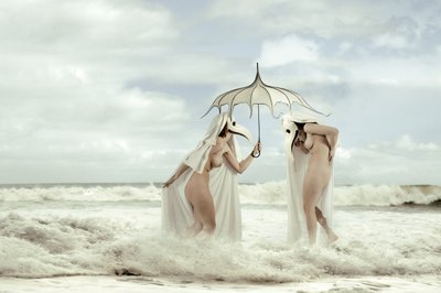 Masked Figures Ocean Waves by Christine von Diepenbroek