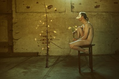 Masked Man With Daffodils by Christine von Diepenbroek