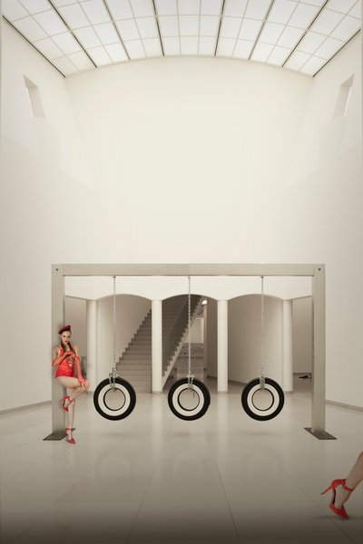 Red Shoes Tire Swings by Christine von Diepenbroek