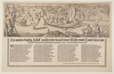 Broadside with a Barge Sailing on Ice by Christoffel van Sichem I