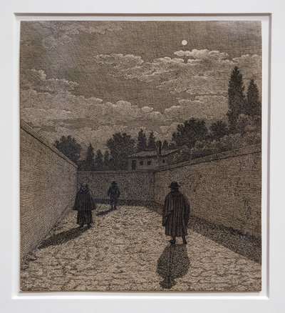 Moonlight on the Road, Illustration for Linear Perspective, Table IV 1838-40 by Christoffer-Wilhelm Eckersberg