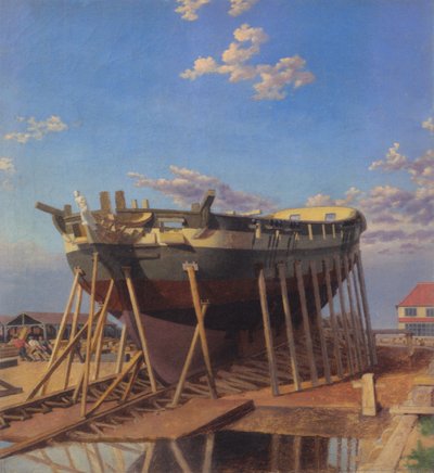 A Corvette on the Slipway by Christoffer Wilhelm Eckersberg