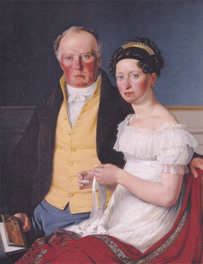 Double Portrait of Count Preben Bille-Brahe and His Second Wife, Johanne Caroline, nee Falbe by Christoffer Wilhelm Eckersberg