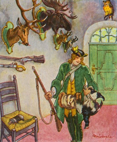 Hunting Lodge with Trophies by Christophe (1856 1945)