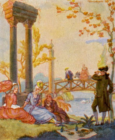 Park with Ruins by Christophe (1856 1945)
