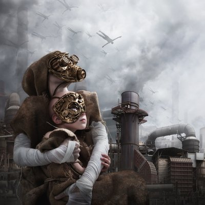 Dystopian Steampunk Embrace by Christophe Kiciak