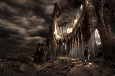 Man in Ruined Cathedral by Christophe Kiciak