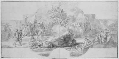 The Landing of Columbus in America, study for a painting (destroyed in 1777) for the Sala del Minor Consiglio, Palazzo Ducale, Genoa by Christopher Columbus