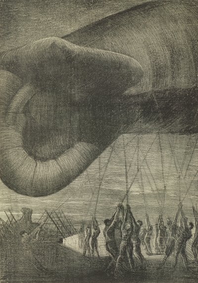 Hauling Down an Observation Balloon at Night by Christopher Richard Wynne Nevinson