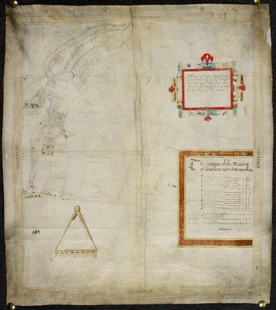 Map of Bayford and Goodmanston Manors in Murston and Sittingbourne, co. Kent: 1590 by Christopher Saxton