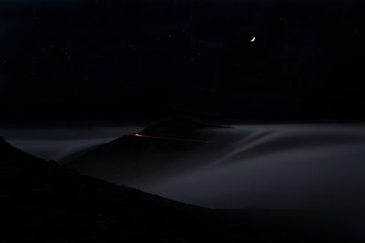 Misty Night Mountain Road by Chuanxu Ren