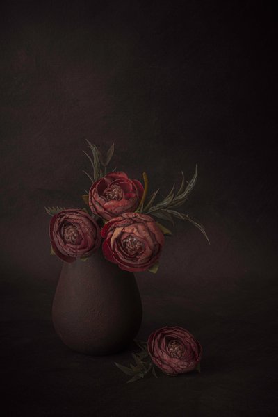 Dark Floral Still Life by Cicek Kiral