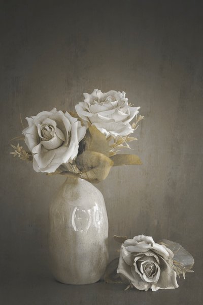 Muted Roses In Vase by Cicek Kiral